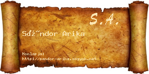Sándor Arika névjegykártya
